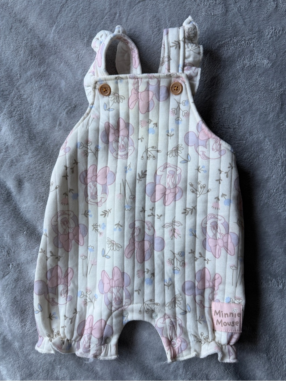 Disney Minnie Mouse Quilted Romper in White, Pink & Lavender